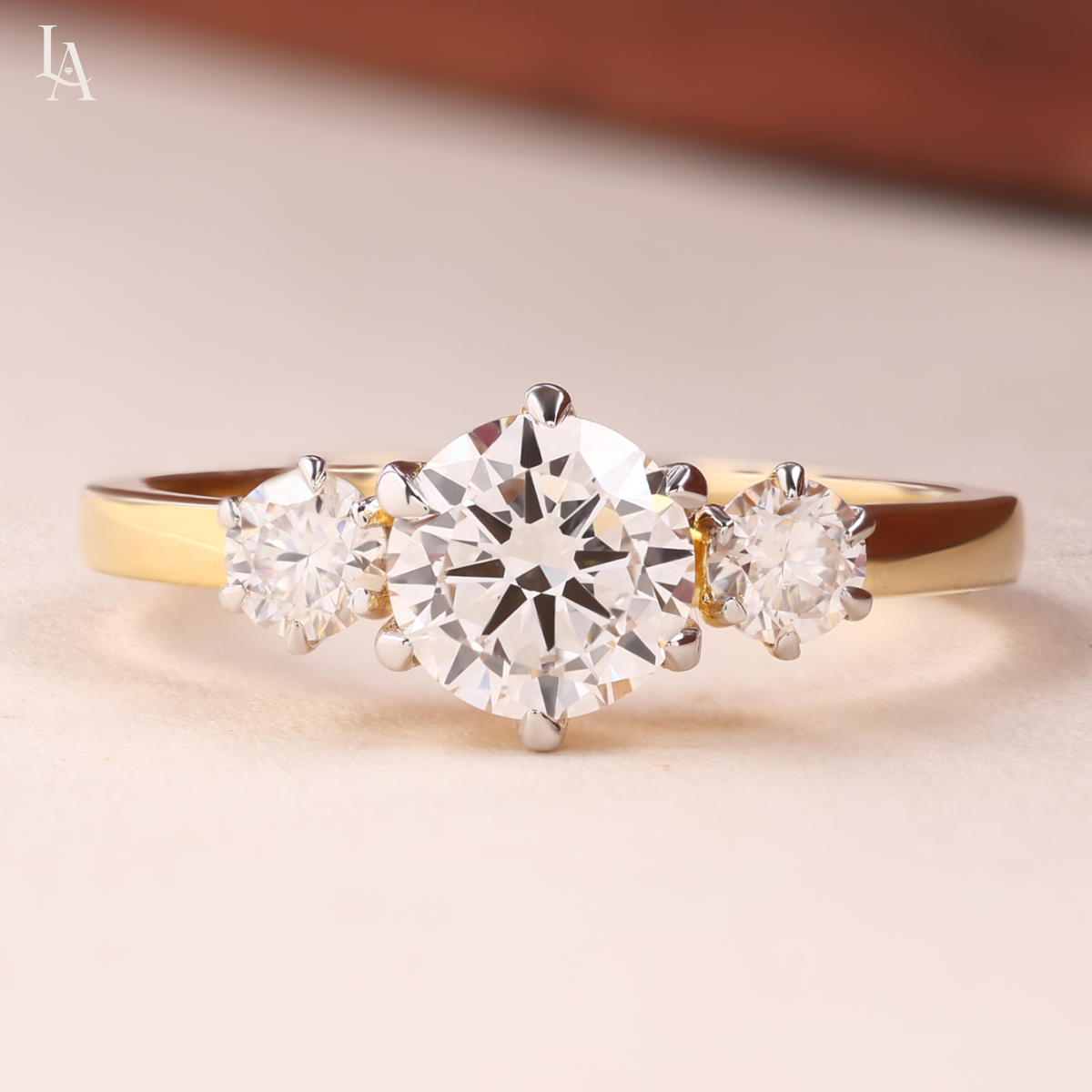 Round Cut Three Stone Engagement Ring