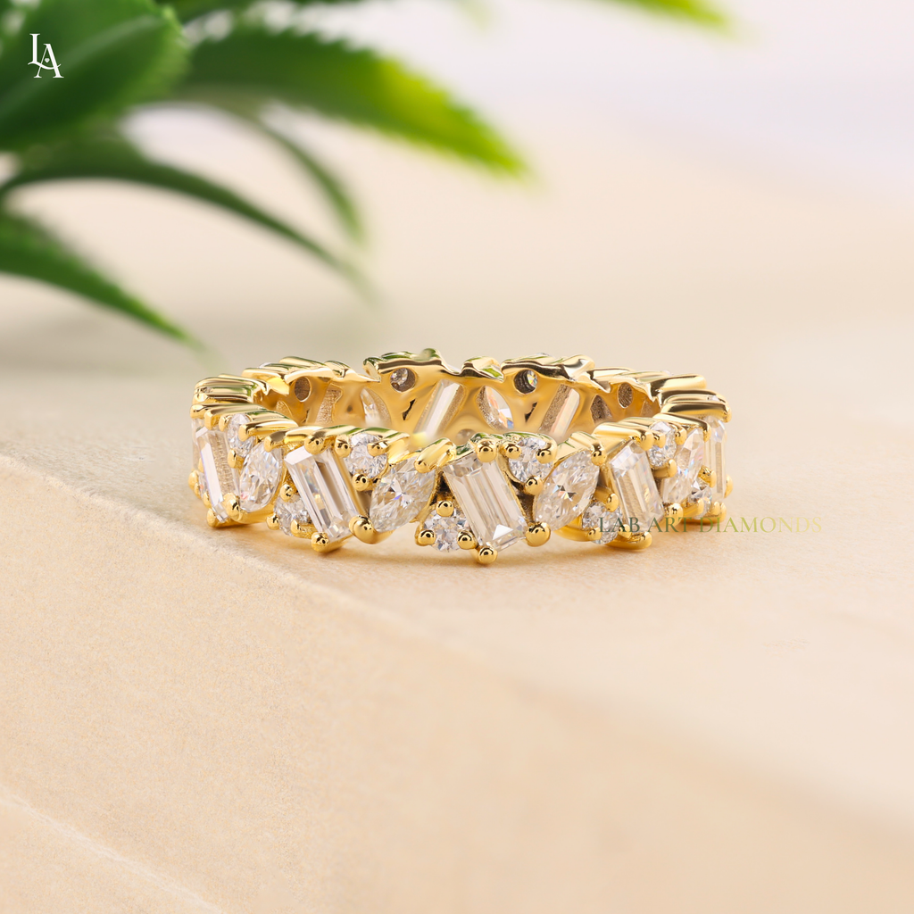 Mixed Cut Baguette Art Deco Wedding Ring