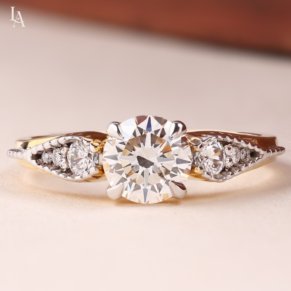 Vintage Round Cut Milgrain Engagement Ring