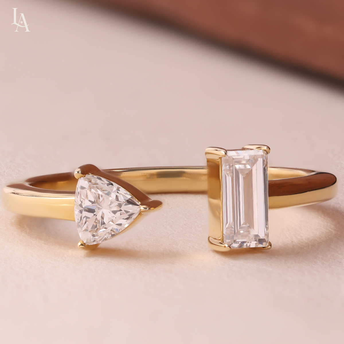 Toi Et Moi Baguette and Trillion Cuff Open Ring