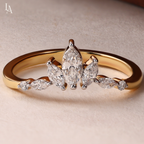 Curved Marquise Crown Wedding Band