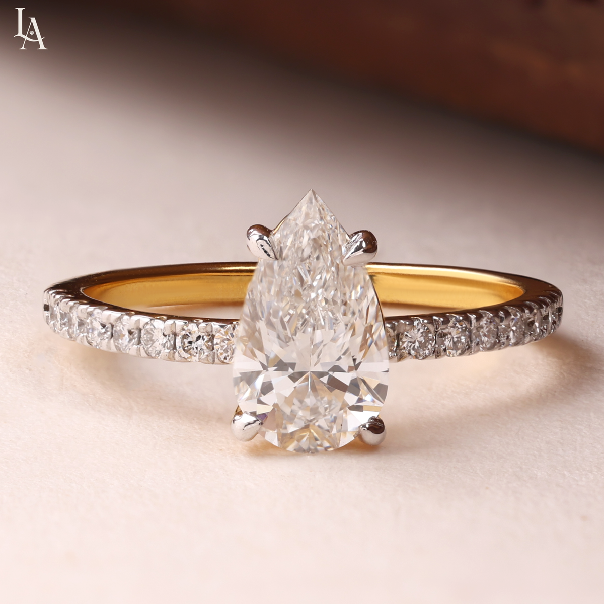 Pear Cut Tear Drop Solitaire Engagement Ring