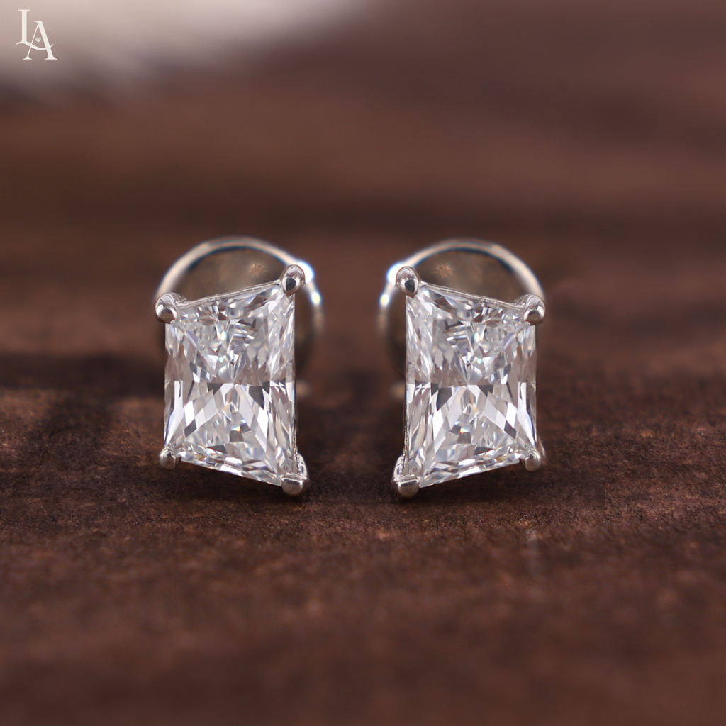 Kite Cut Solitaire Stud Earrings