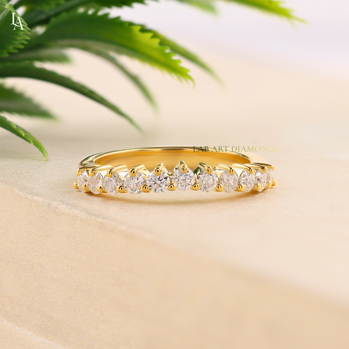 Round Cut Half Eternity Band