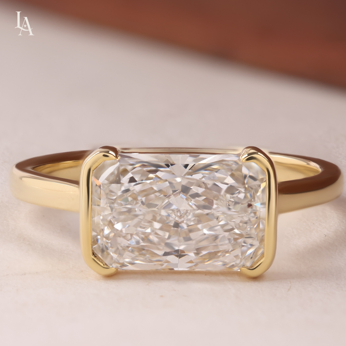 East West Radiant Cut Solitaire Engagement Ring