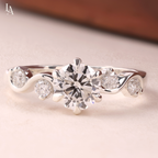 Round Cut Scattered Wave Vine Engagement Ring