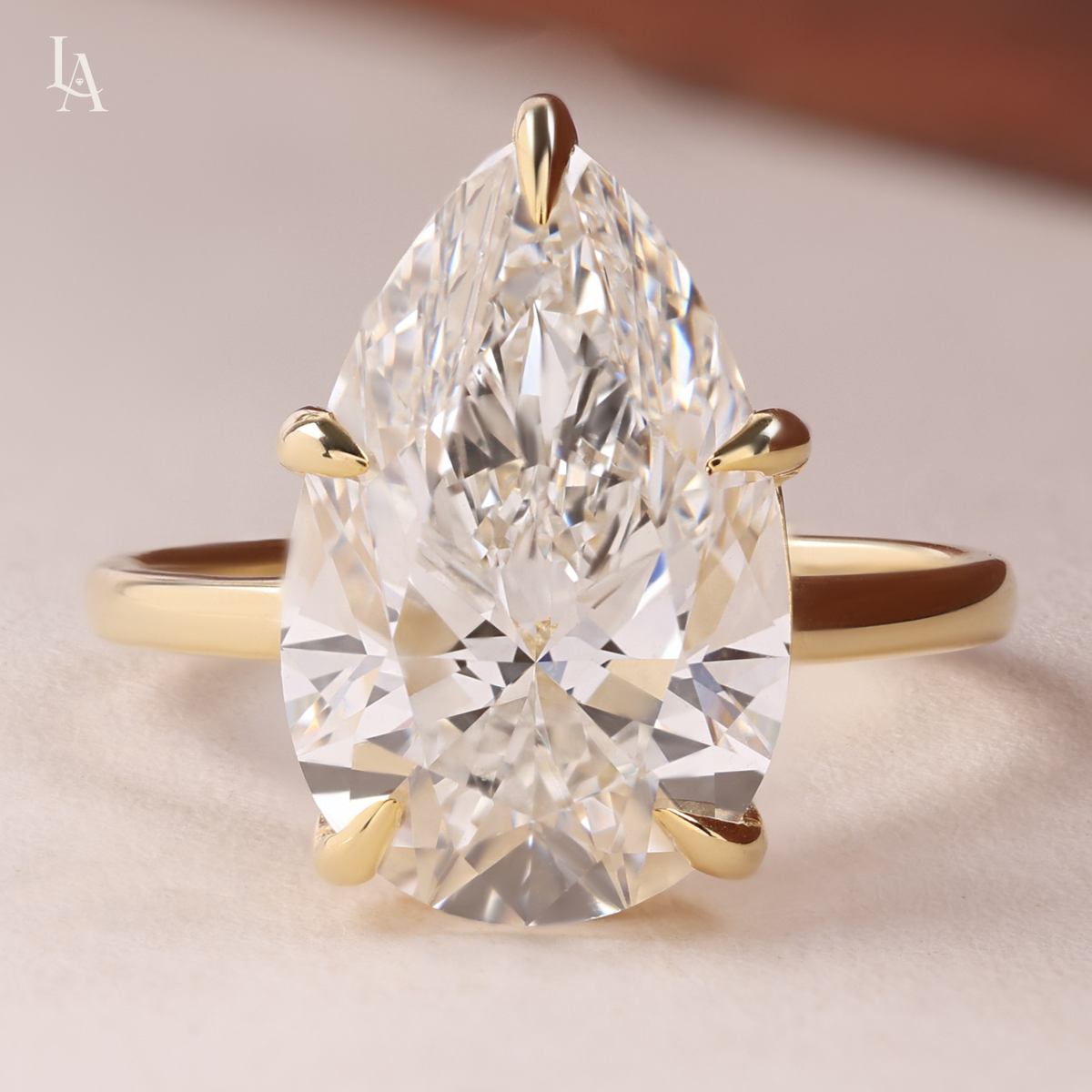 Pear Cut Hidden Halo Solitaire Engagement Ring