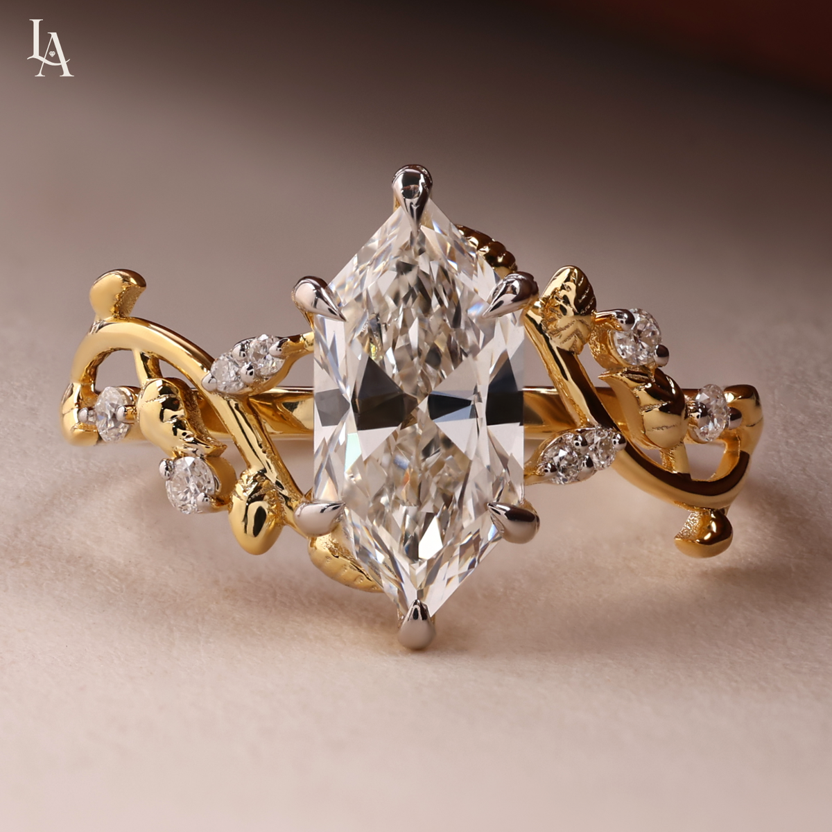 Marquise Cut Nature Inspired Engagement Ring