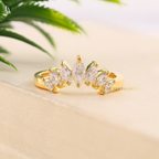 Nature Inspired Marquise Petal Crown Curved Band