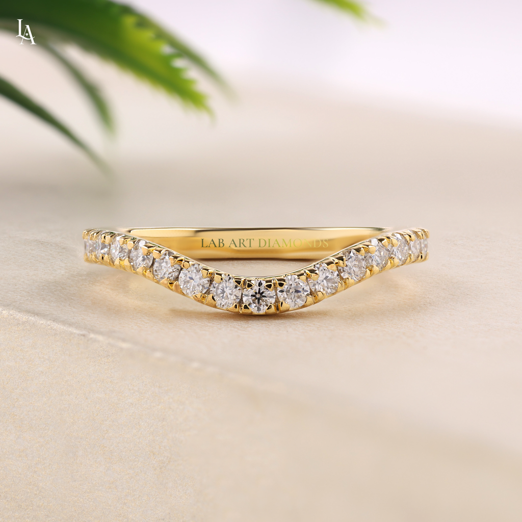 Curved U Shape Pave Contour Band