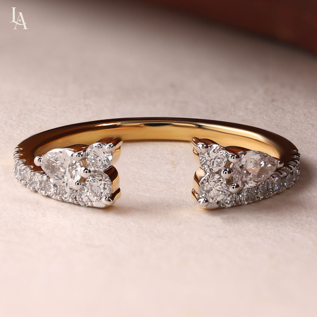 Pear Cut Double Cluster Band