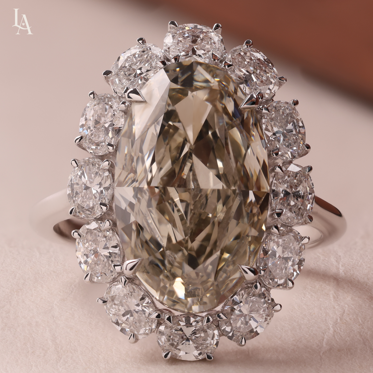 Large Oval Cut Champagne Statement Cocktail Ring