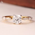 Round Cut Graduated Seven Stone Engagement Ring