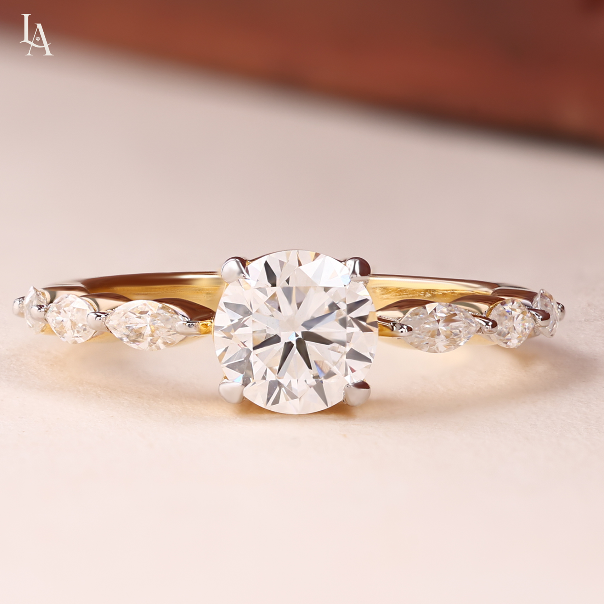 Round Cut Graduated Seven Stone Engagement Ring