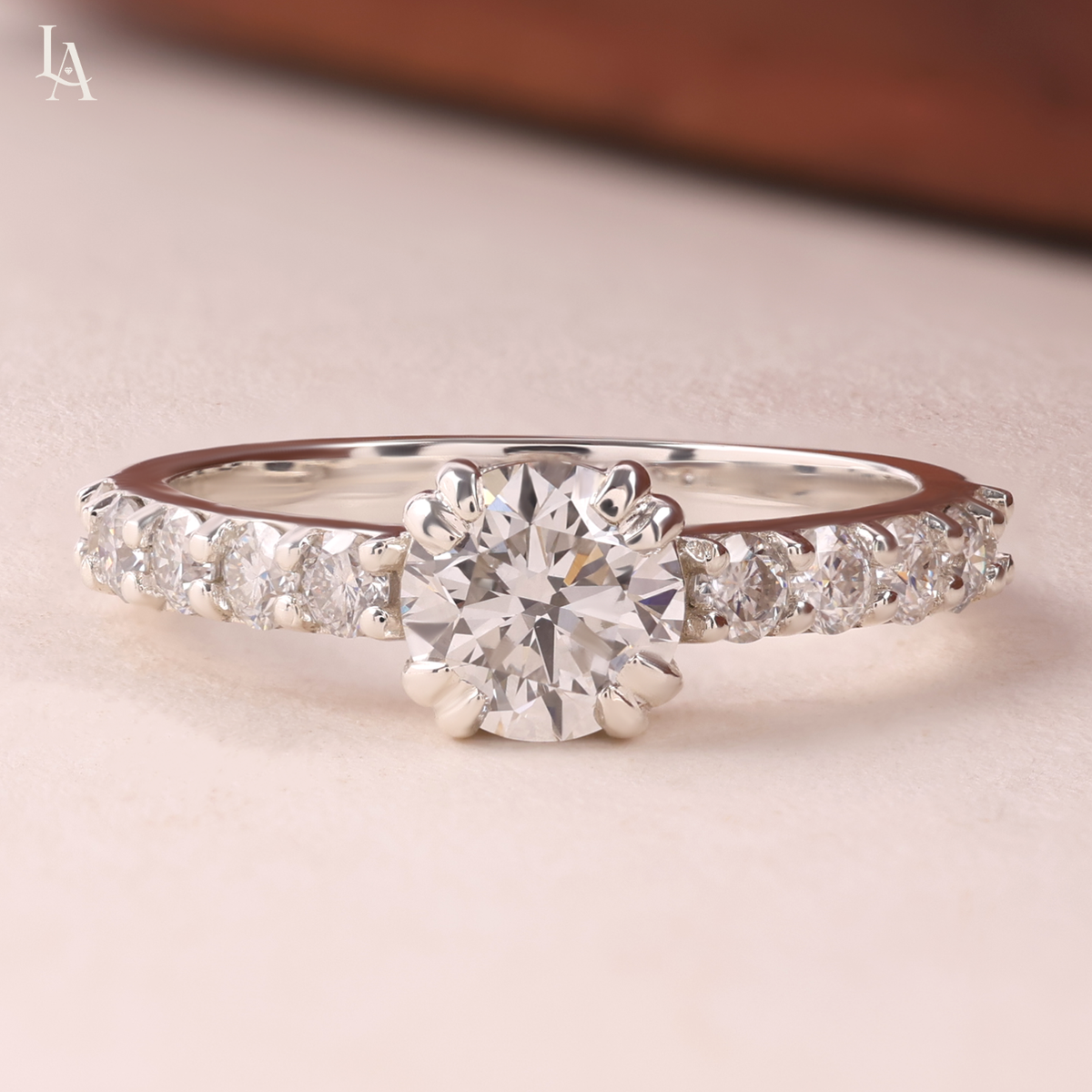 Round Cut Twisted Vine Engagement Ring