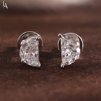half Moon Cut Solitaire Stud Earrings