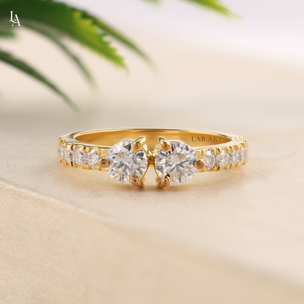 Toi et Moi Minimalist Bridal Engagement Band