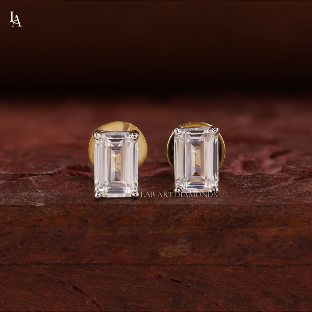 Emerald Cut Stud Earrings