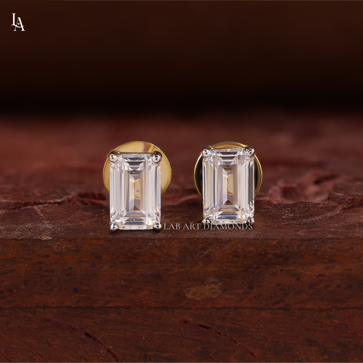 Emerald Cut Stud Earrings