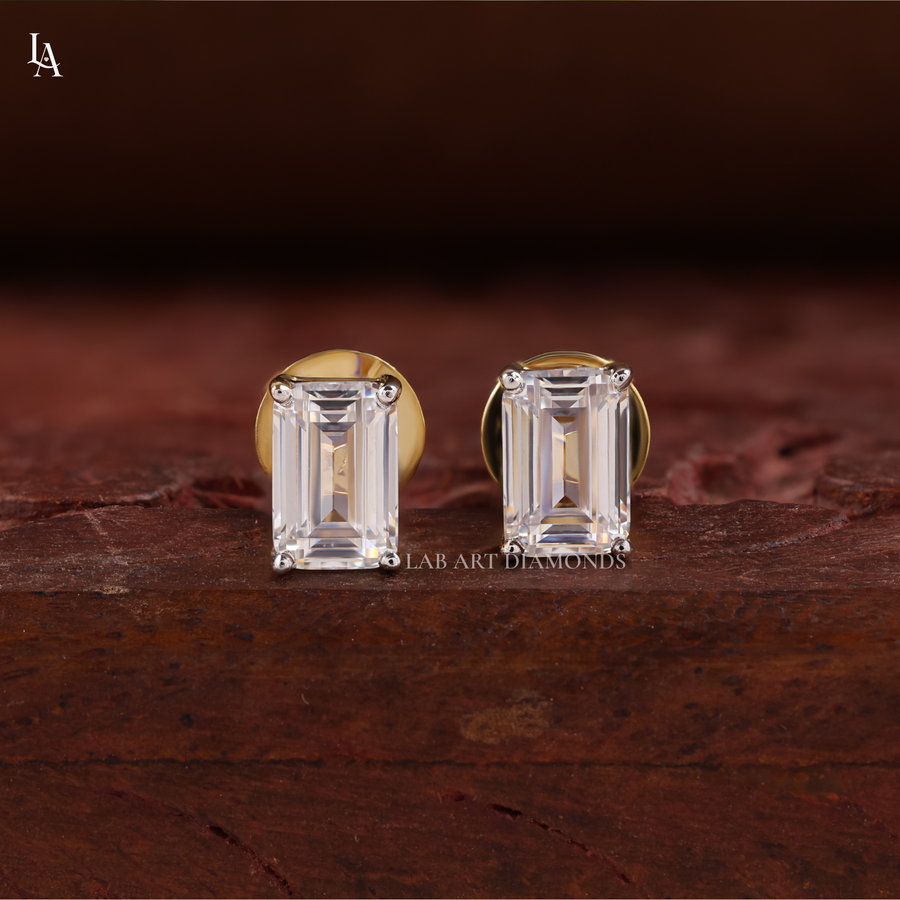 Emerald Cut Stud Earrings