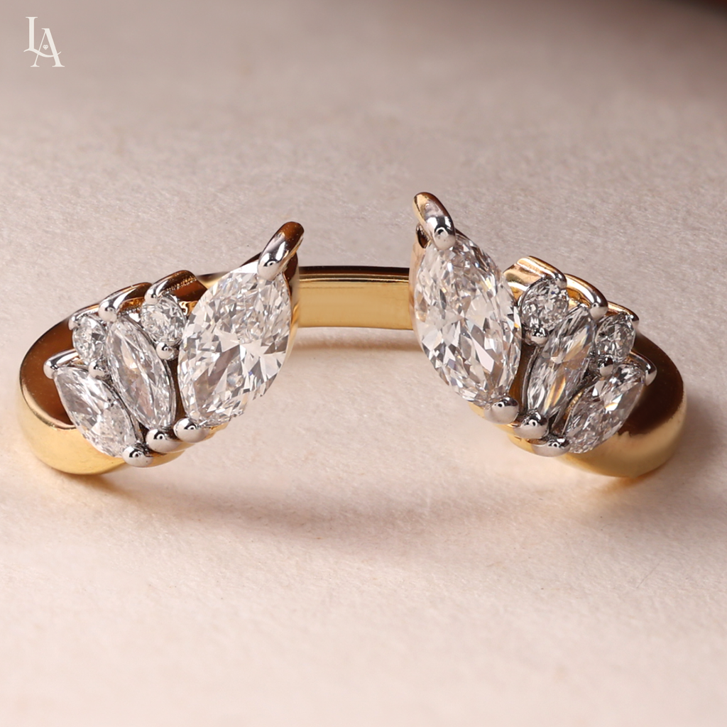 Marquise Cluster Open Leaf Wrap Band