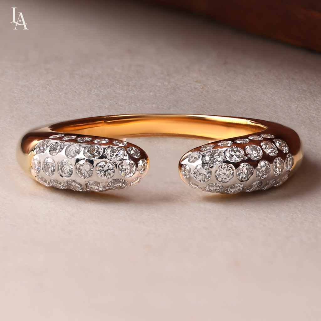 Dome Pave Diamond Open Cuff Ring