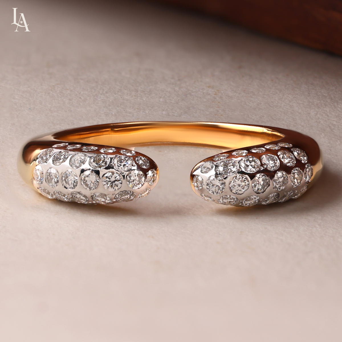 Dome Pave Diamond Open Cuff Ring