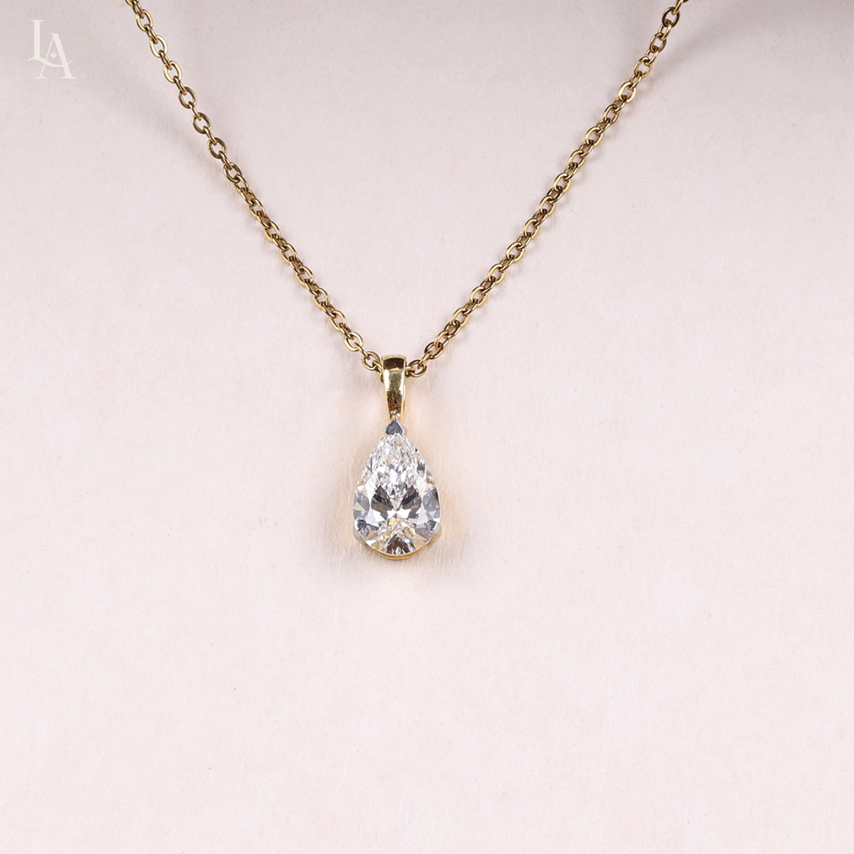 Pear Cut Solitaire Pendent
