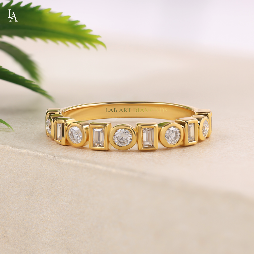 Bezel Set Lab Grown Diamond Half Eternity Band