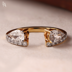 Pear Cut Open Cuff Toi et Moi Two Stone Ring