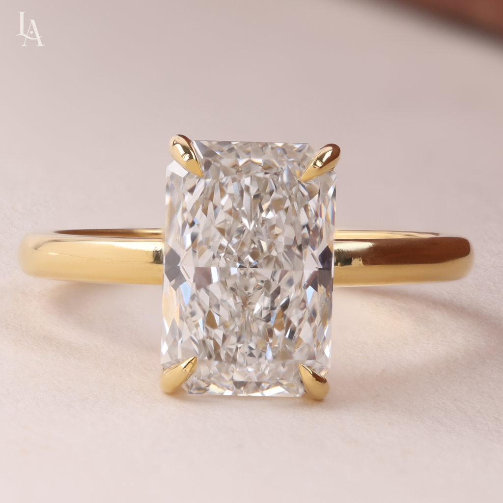 Elongated Radiant Cut Solitaire Engagement Ring
