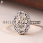 Oval Cut Halo Pave Band Wedding Ring