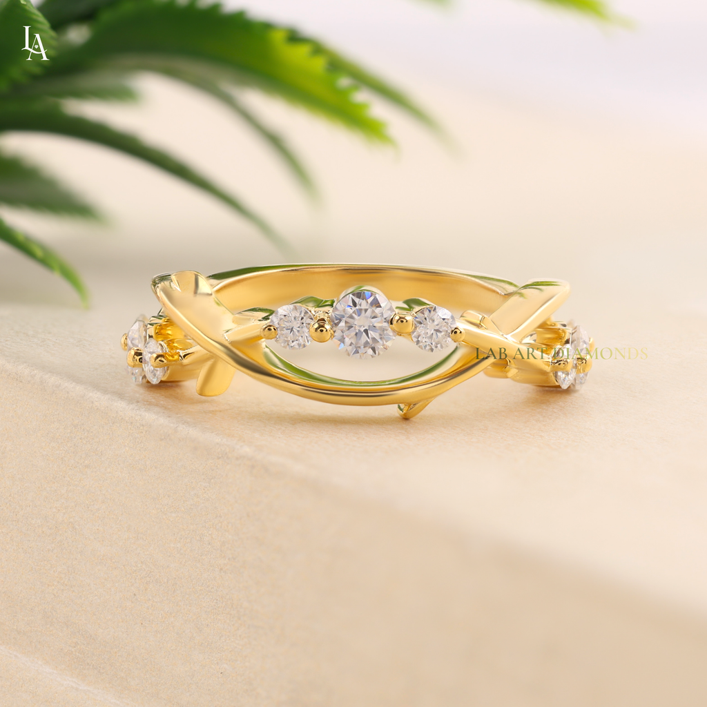 Twing Vine Nature Inspired Leaf Wedding Band