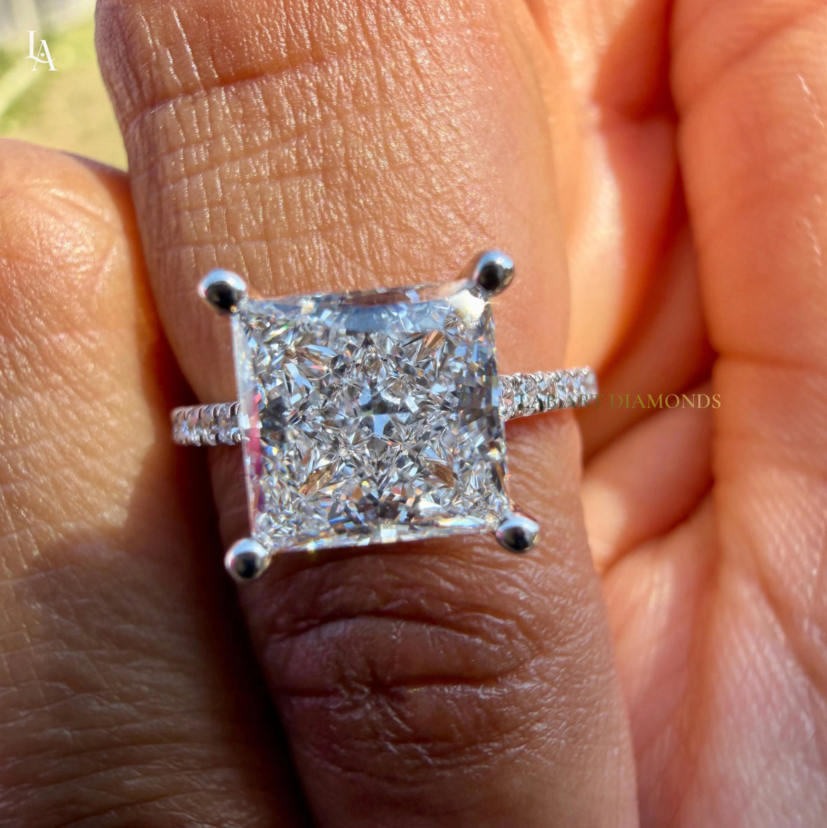 Princess Cut Pave Solitaire Engagement Ring