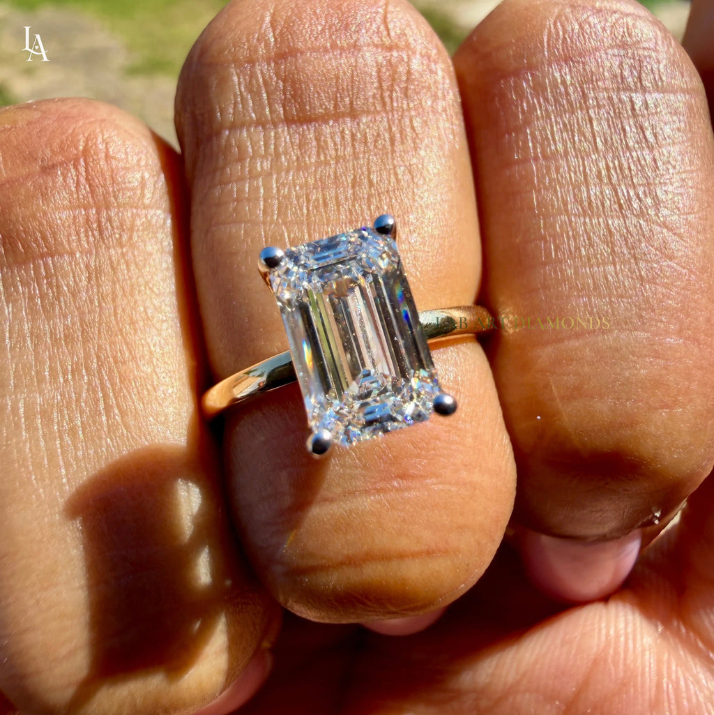 Elongated Emerald Cut Engagement Ring