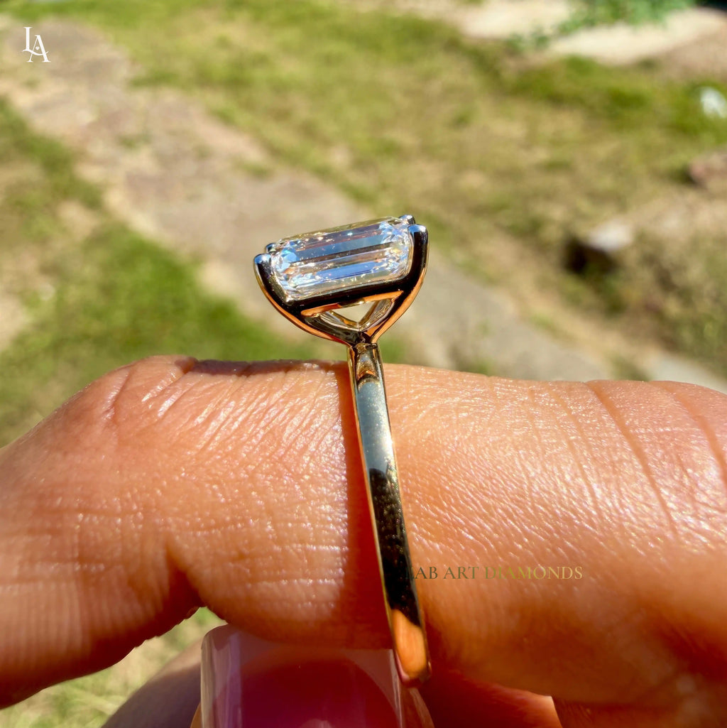 Elongated Emerald Cut Engagement Ring