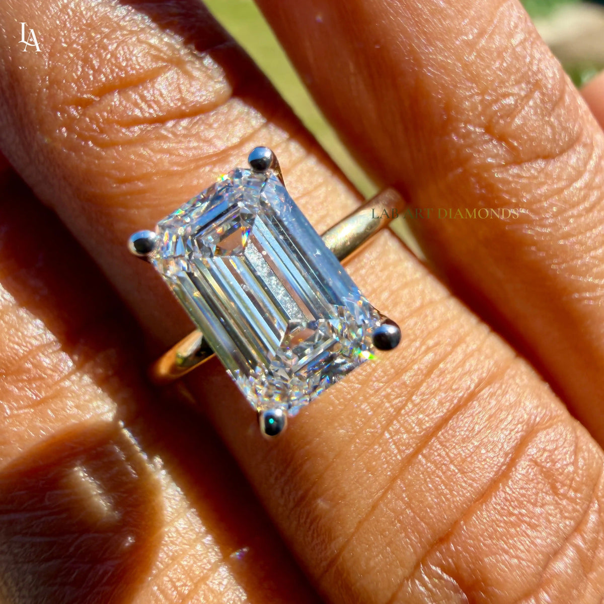 Elongated Emerald Cut Engagement Ring