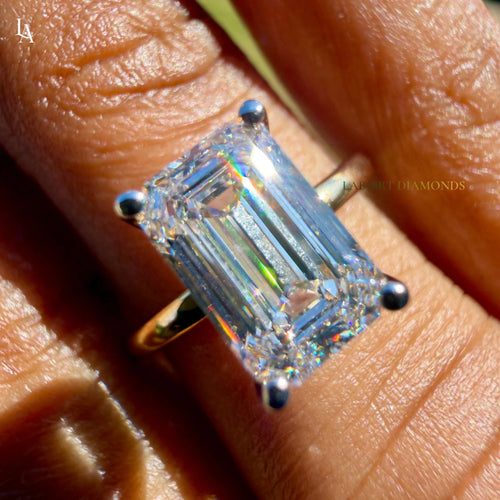 Elongated Emerald Cut Engagement Ring