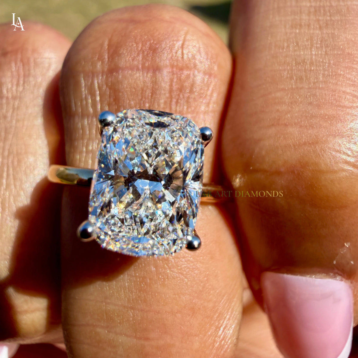 Cushion Cut Hidden Halo Engagement Ring