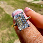 Elongated Emerald Cut Engagement Ring