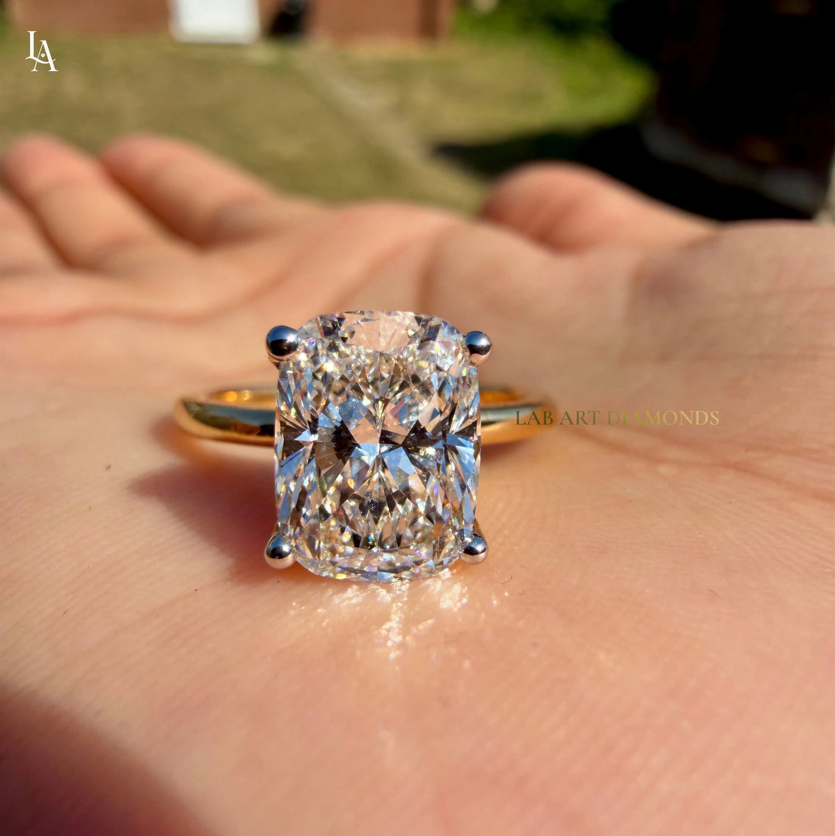 Cushion Cut Hidden Halo Engagement Ring