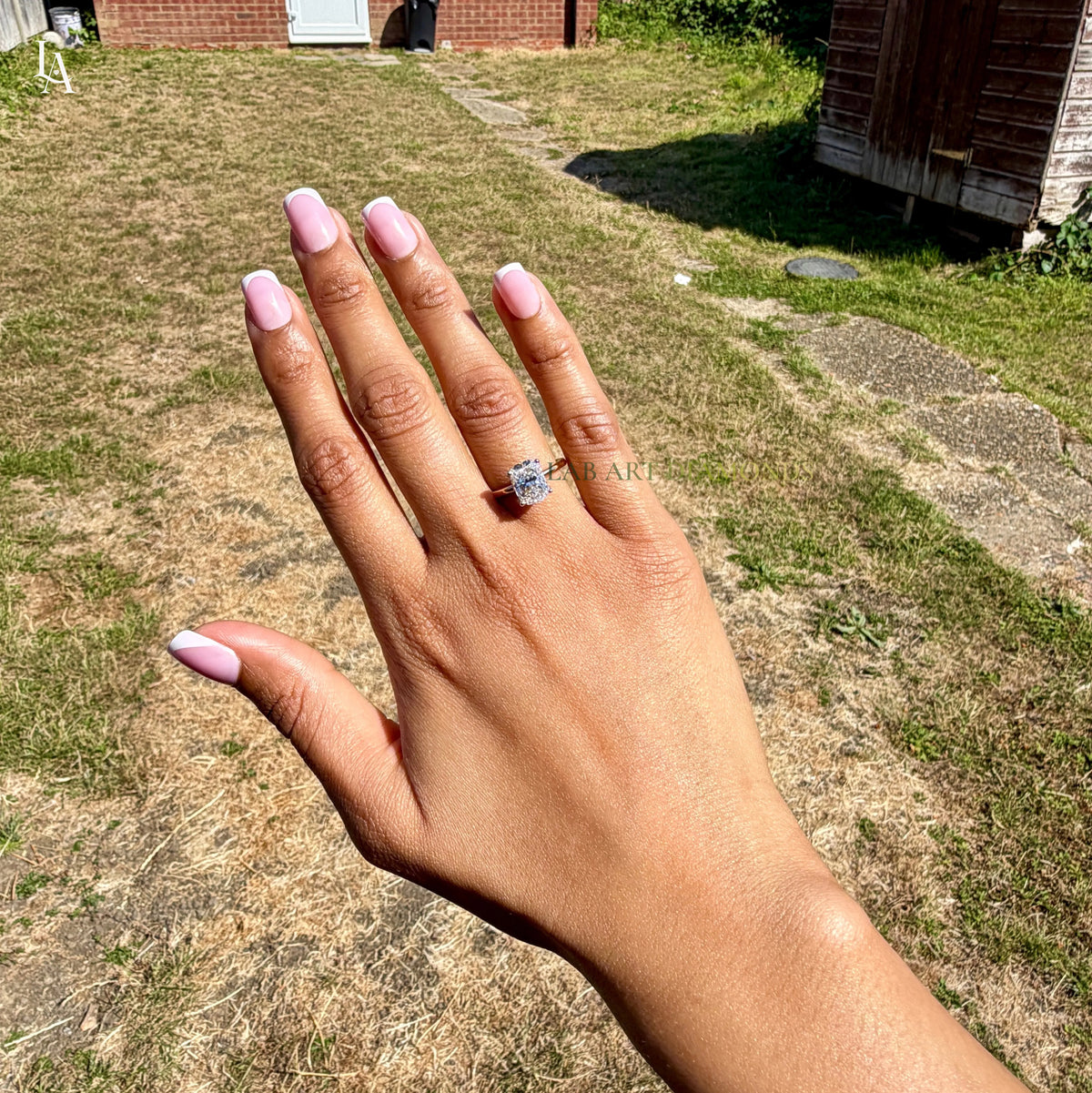 Cushion Cut Hidden Halo Engagement Ring
