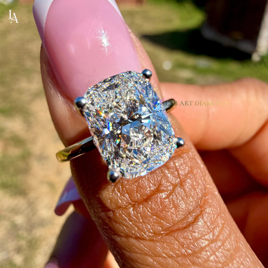 Cushion Cut Hidden Halo Engagement Ring