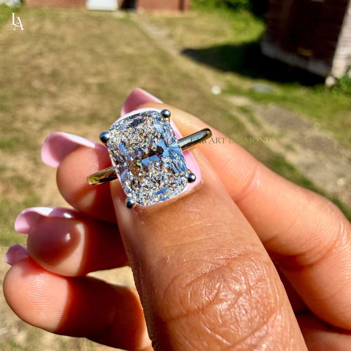 Cushion Cut Hidden Halo Engagement Ring