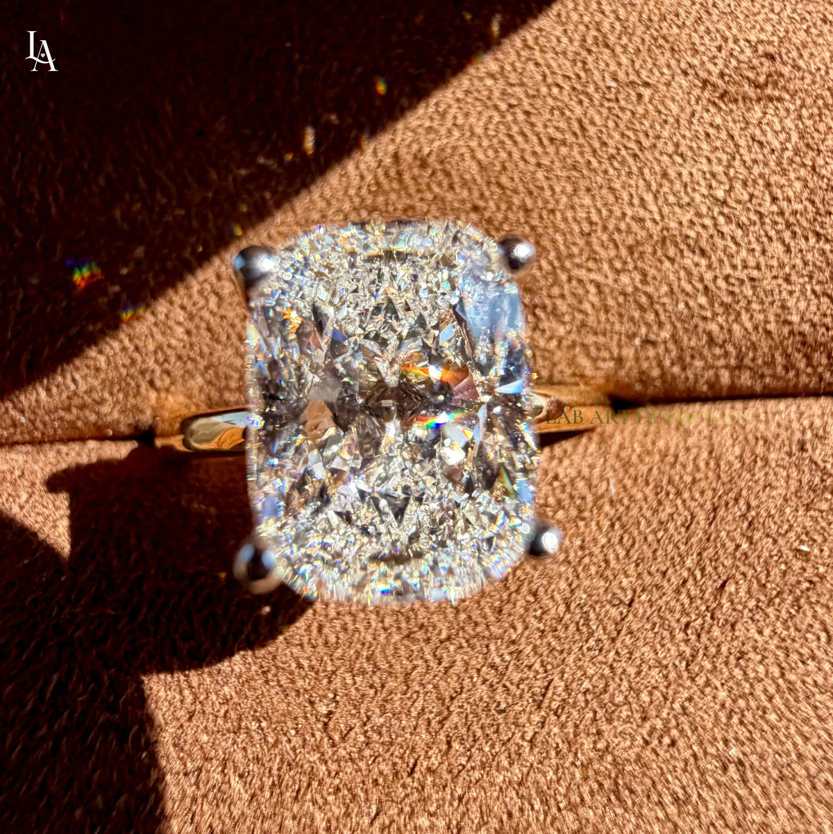 Cushion Cut Hidden Halo Engagement Ring