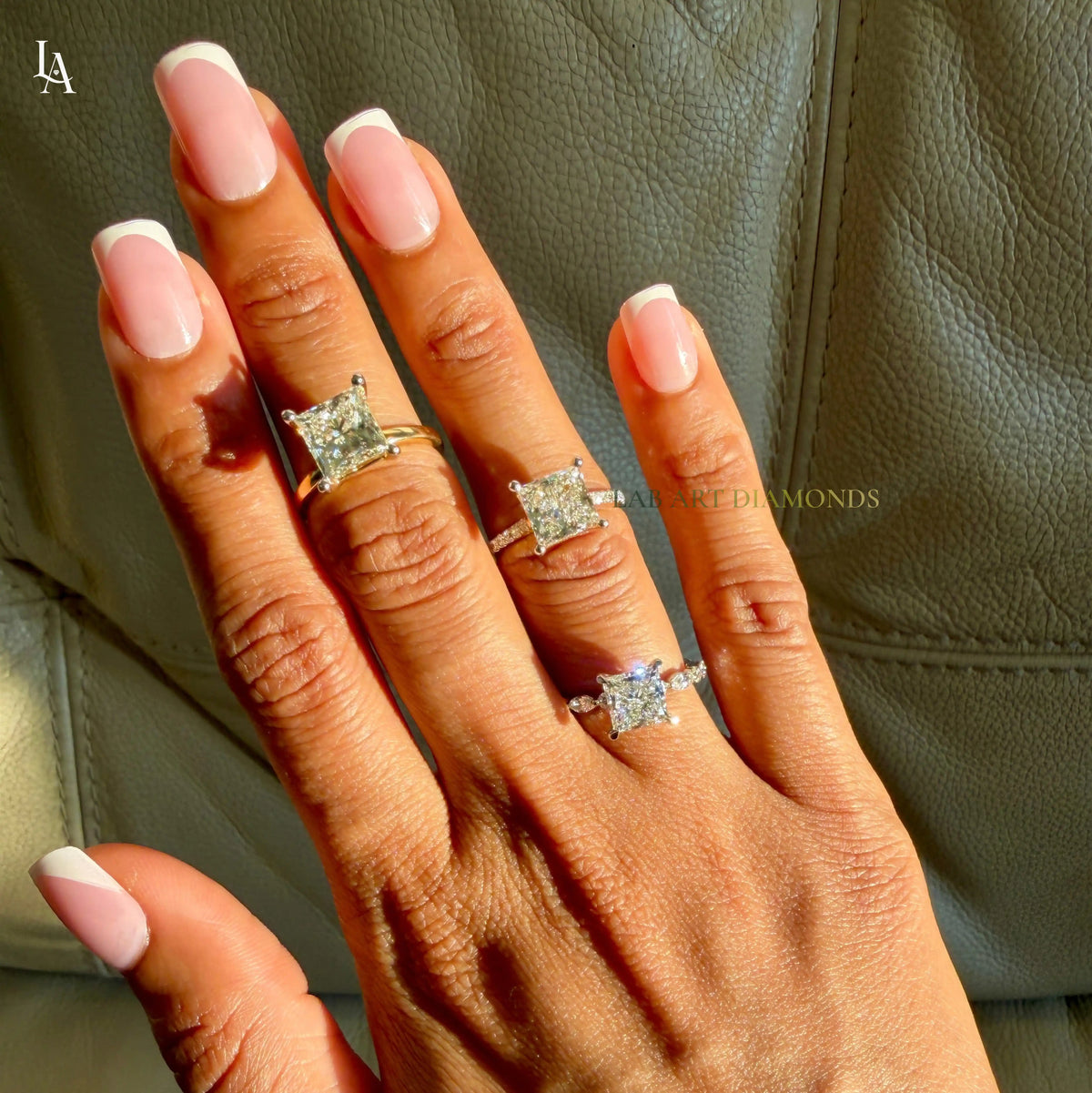 Princess Cut Pave Solitaire Engagement Ring