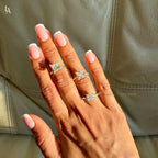 White gold Princess Cut Diamond Solitaire Engagement Ring with Hidden Halo and Four-Prong Setting
