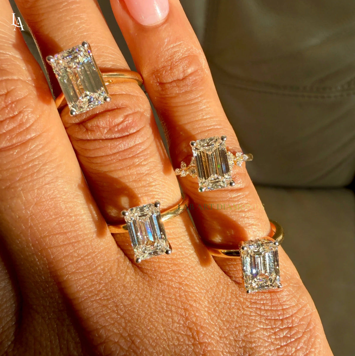 Elongated Emerald Cut Engagement Ring
