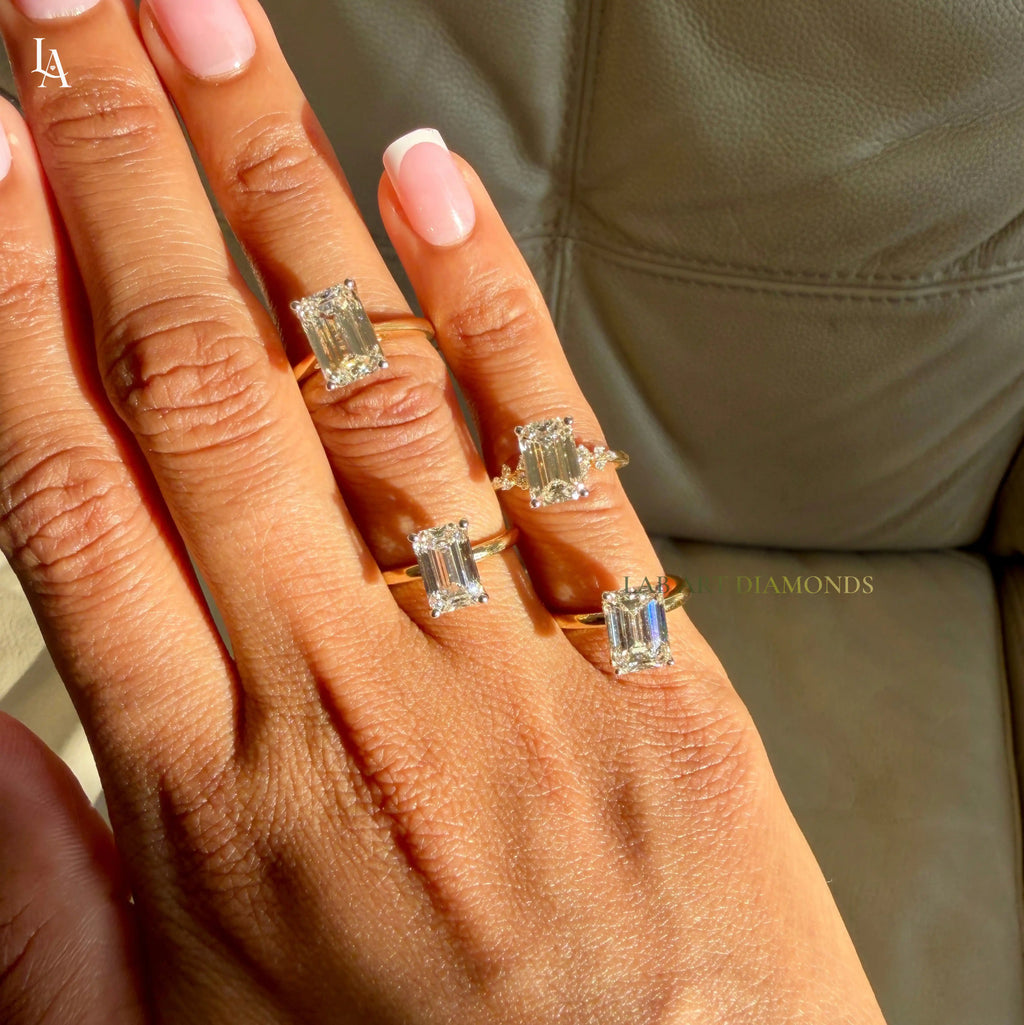 Elongated Emerald Cut Engagement Ring