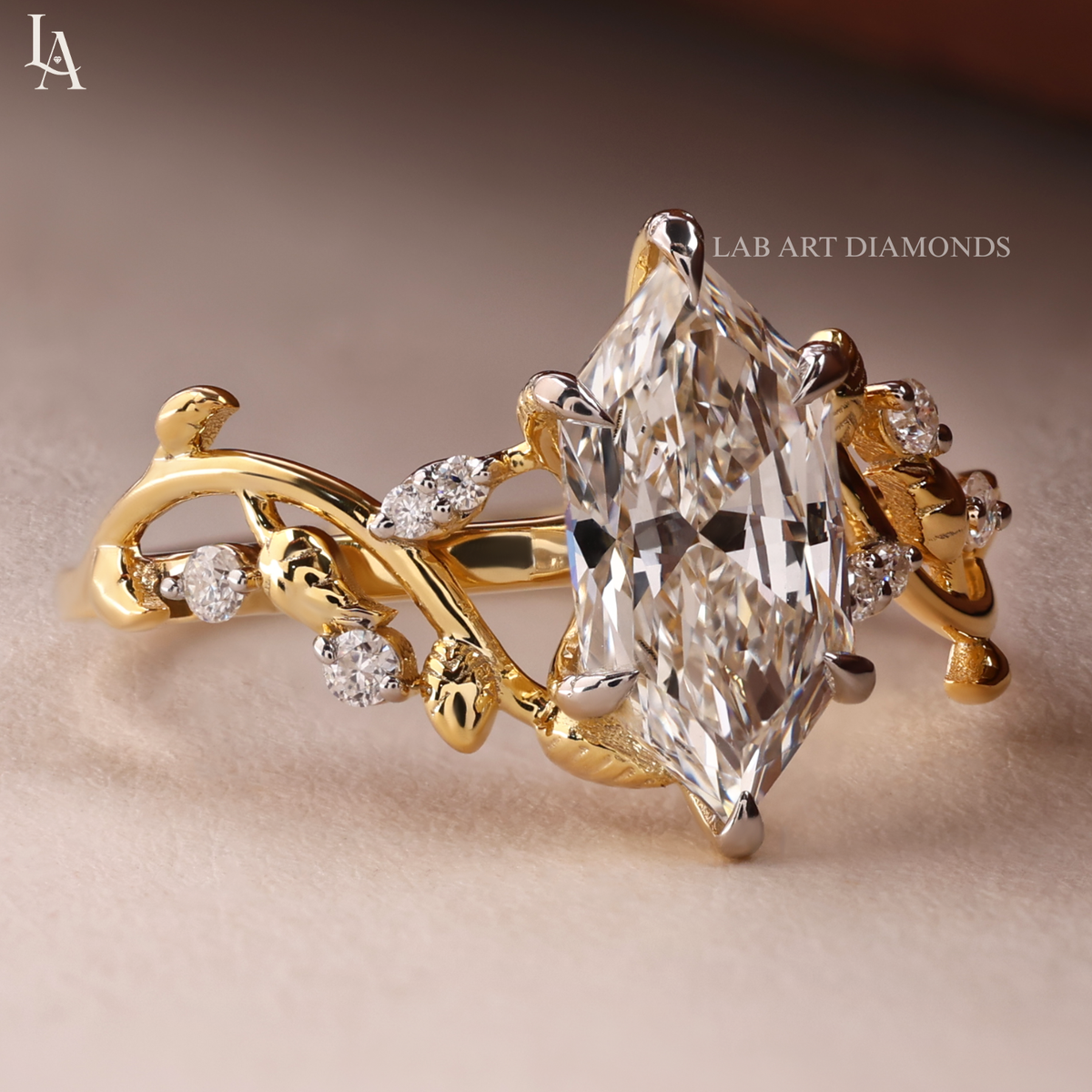 Marquise Cut Nature Inspired Engagement Ring